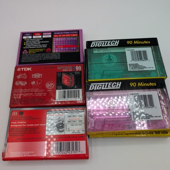Lot of 7 Blank Audio Cassette tapes 90mins SONY, TDK, Magnestics, DigiTECH - NEW - Picture 2 of 2